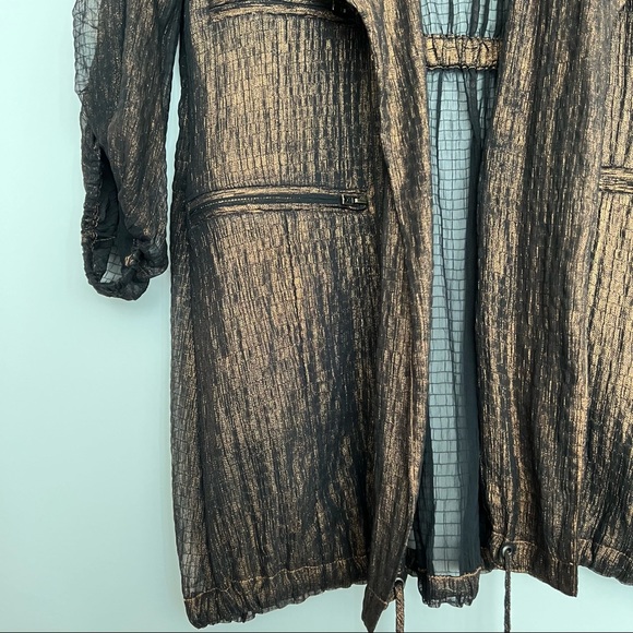 DVF • Brown Metallic Sheen Robe Jacket - Picture 4 of 7